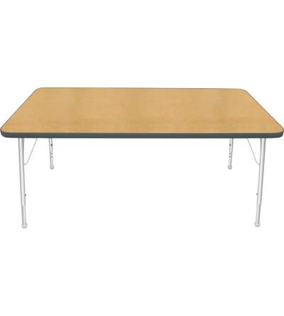 Creative Colors® Activity Table, Rectangle, 36" x 60", Maple Top Color, Graphite Edge Color, Standard Leg Height, Platinum Silve