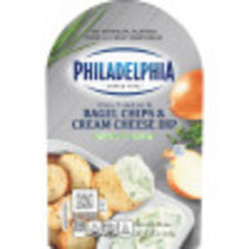 Philadelphia Multigrain Bagel Chips & Chive & Onion Cream Cheese Dip, 2.5 oz Tray