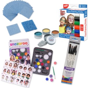 Face Painting Party Kit, Face Paints, Paint Sticks, Cosmetic Glitter, Sponges & Brushes