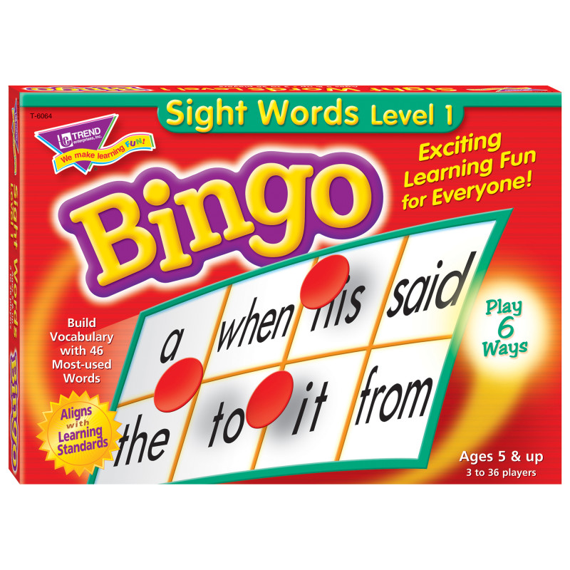 Sight Words Level 1 Bingo Game