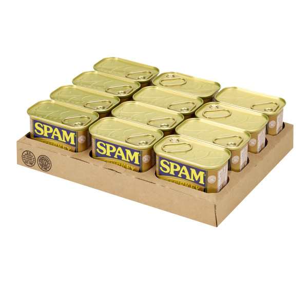 SPAM(r) Turkey, 12-12oz. . C1RM - Front Right Open Case (Hi Res)