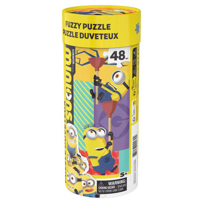 Spin Master, Despicable Me Minions Fuzzy Puzzle Canister with Bookmark, 48-piece Puzzle for Kids, Ages 5+