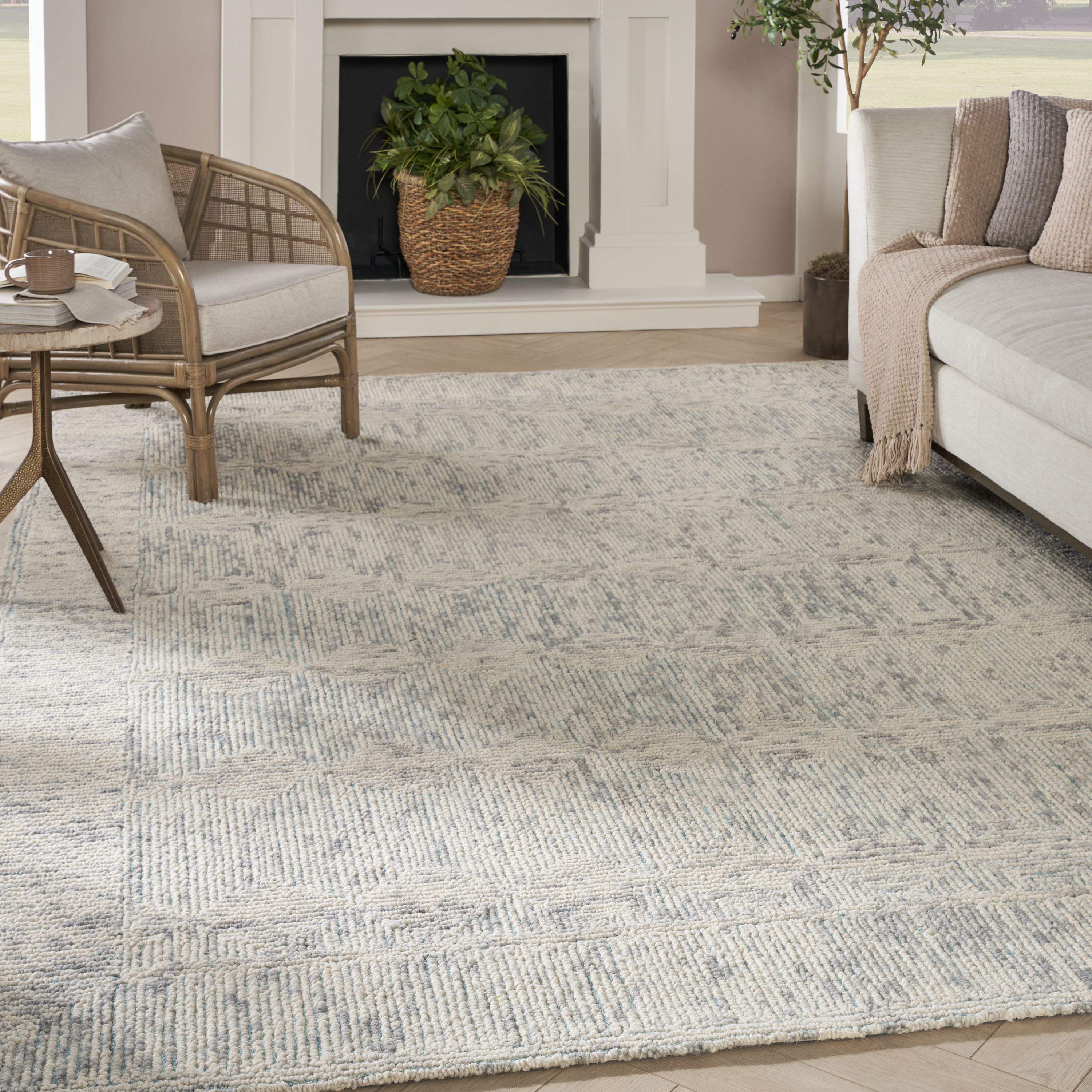 Nourison Colorado 7'9" x 9'9" Ivory Grey Teal Modern Indoor Rug