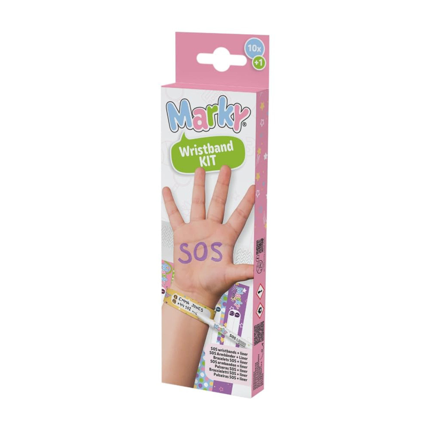 Waterproof Safety ID Wristbands with Permanent Fineliner, 10 Designs, 20 Bands
