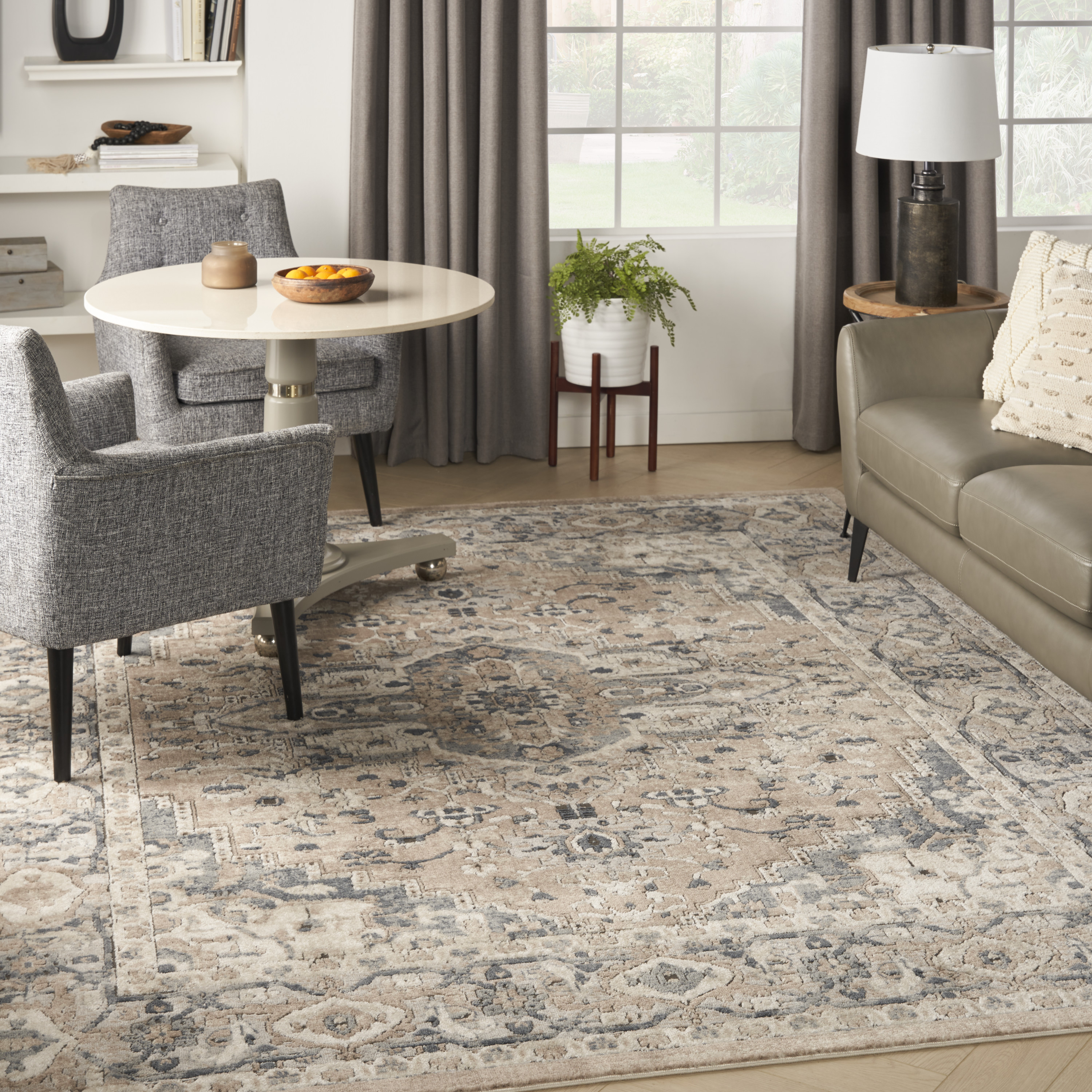 Nourison Quarry 6'7" x 9'6" Beige Grey Farmhouse Indoor Rug