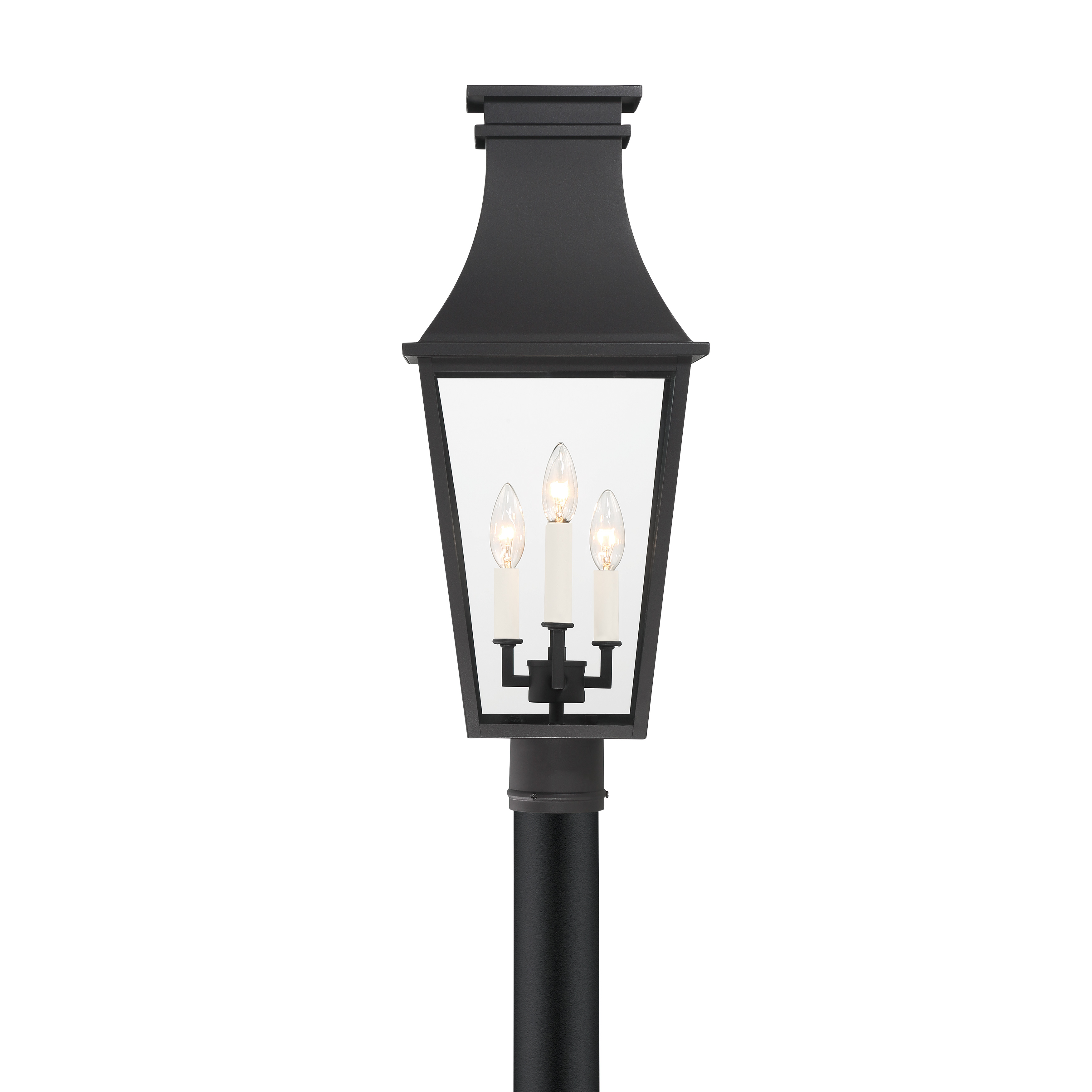 4 Light Outdoor Post Mount 10" in sand Coal Finish with Clear Glass - alternate view