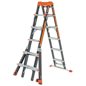 Select Step Ladder, Fiberglass, Model Adjustable 6-10 ft., Type IAA-375 lbs. Rated