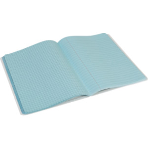 Dual Ruled Composition Book, Blue, 1/4" Grid & 3/8" Wide Ruled, 9-3/4" x 7-1/2", 100 Sheets