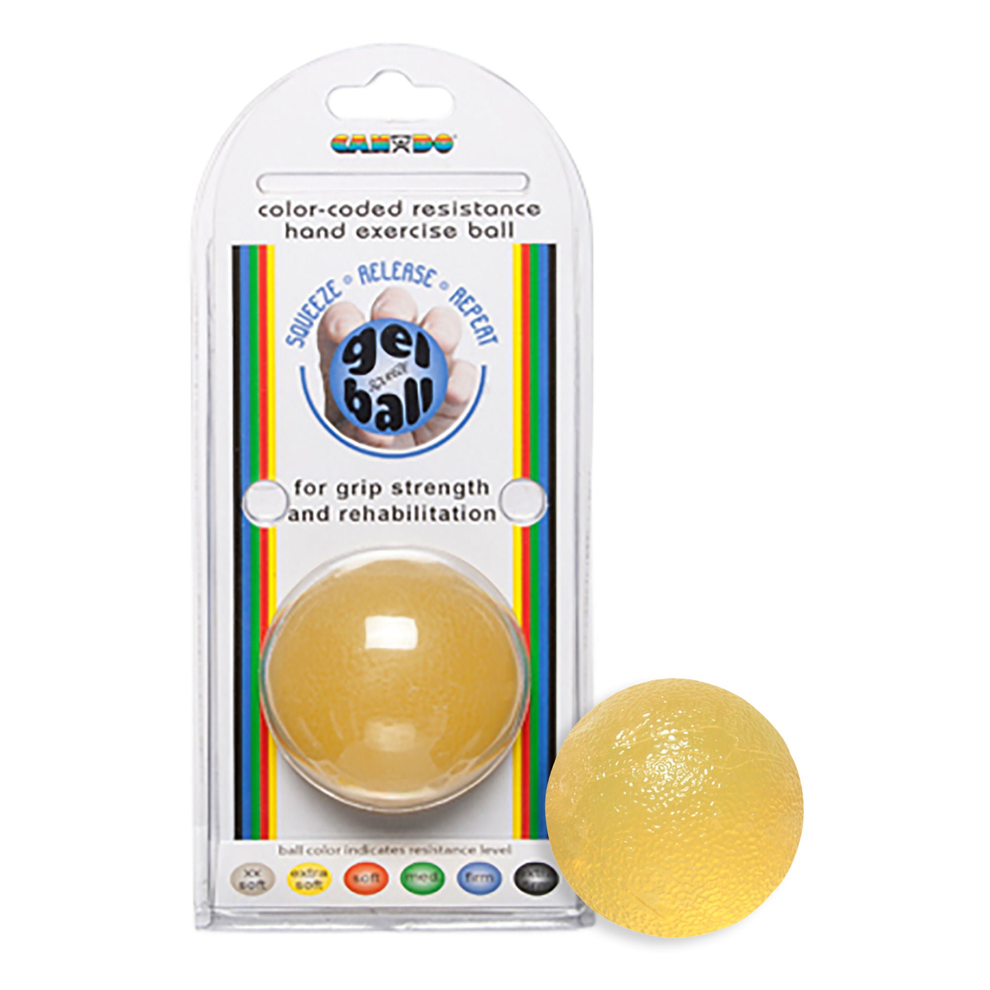 CanDo® Standard Gel Squeeze Ball, Yellow, Extra Light