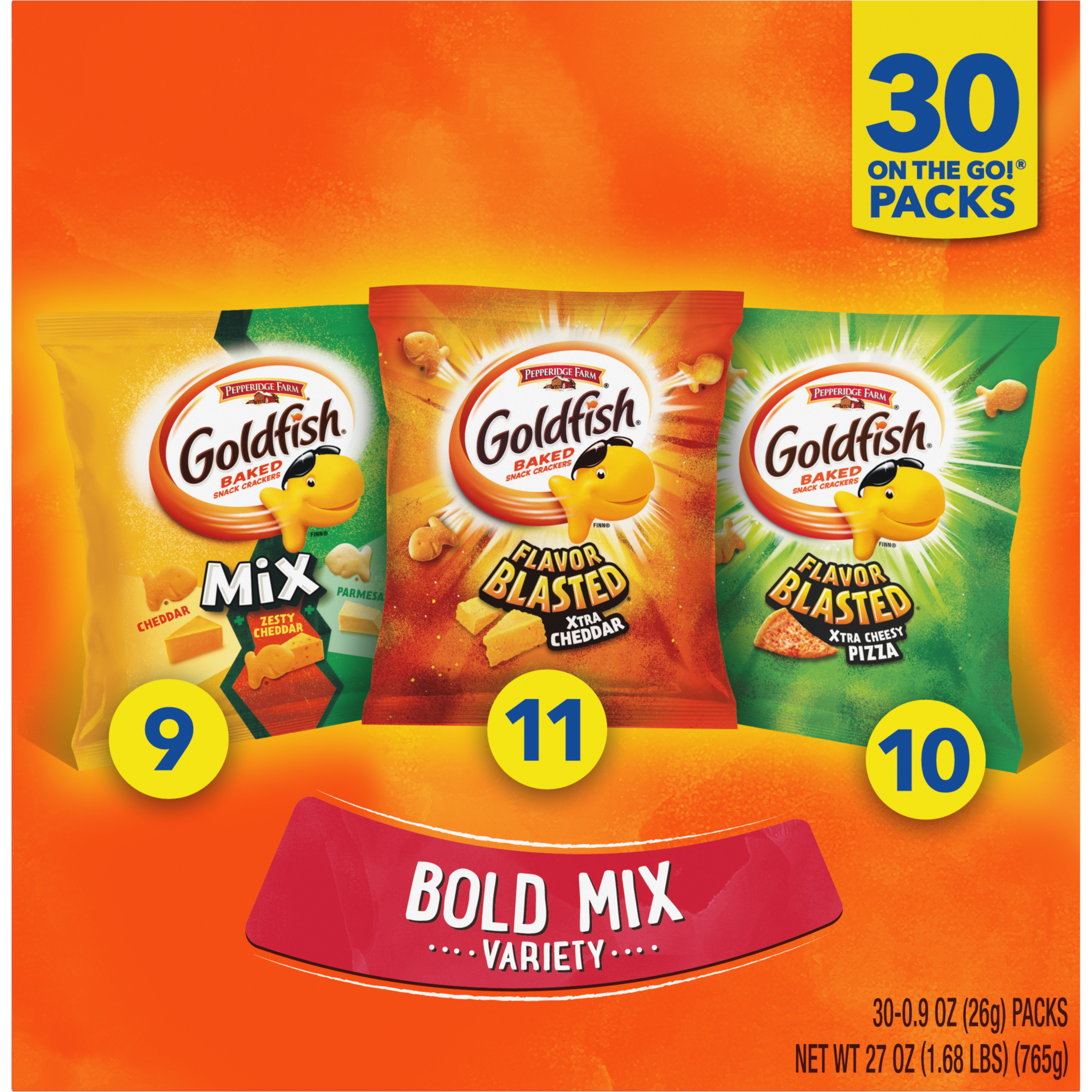 Goldfish® Bold Mix Crackers, 27 oz, bag - Back Image