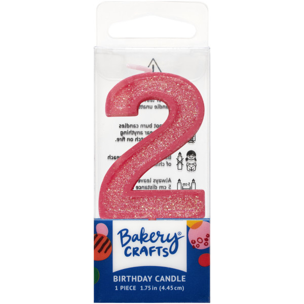 2 Mini Glitter Numeral Candles
