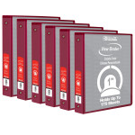 BAZIC Products&reg; 3-Ring View Binder with 2 Pockets, 1", Burgundy, Pack of 6 BAZ4120-6