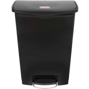 Rubbermaid Commercial, Streamline, Step-On, 24 gal, Resin, Black, Rectangle, Receptacle