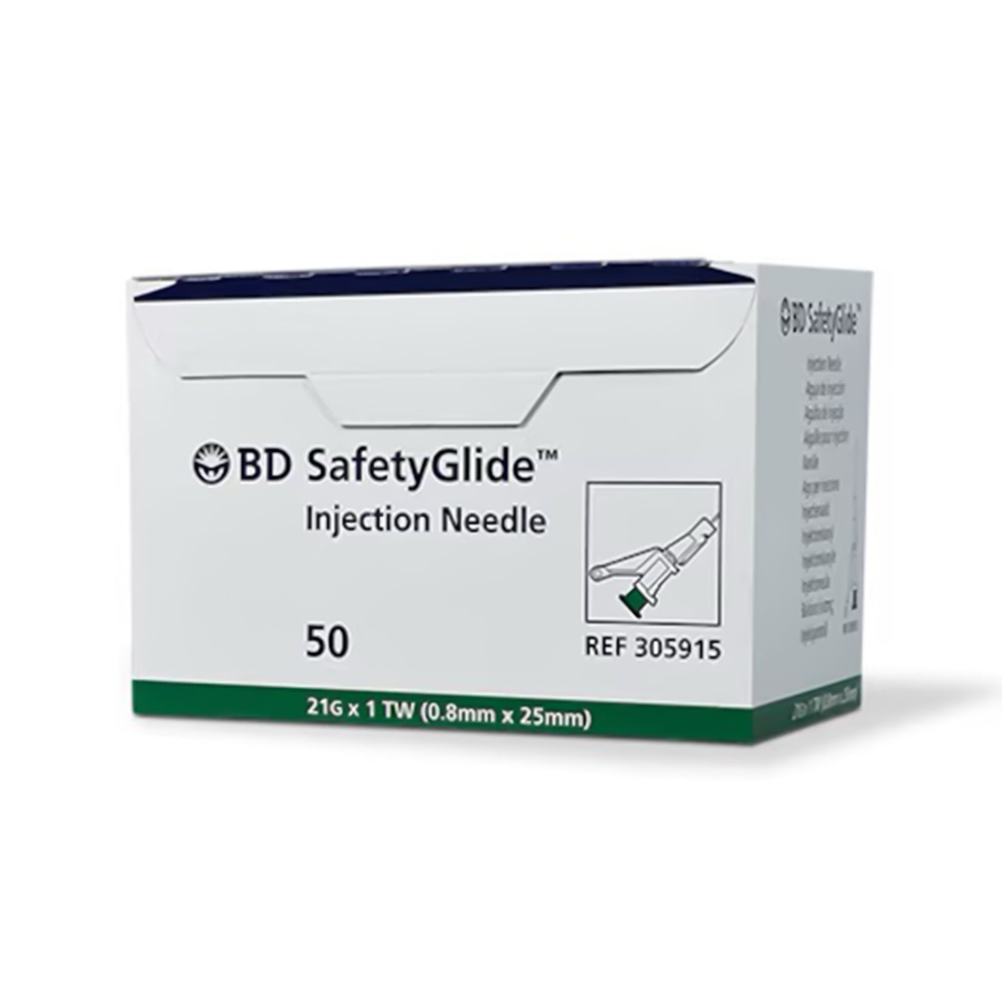SafetyGlide™ Hypodermic Needle, 21 Gauge, 1 Inch Length