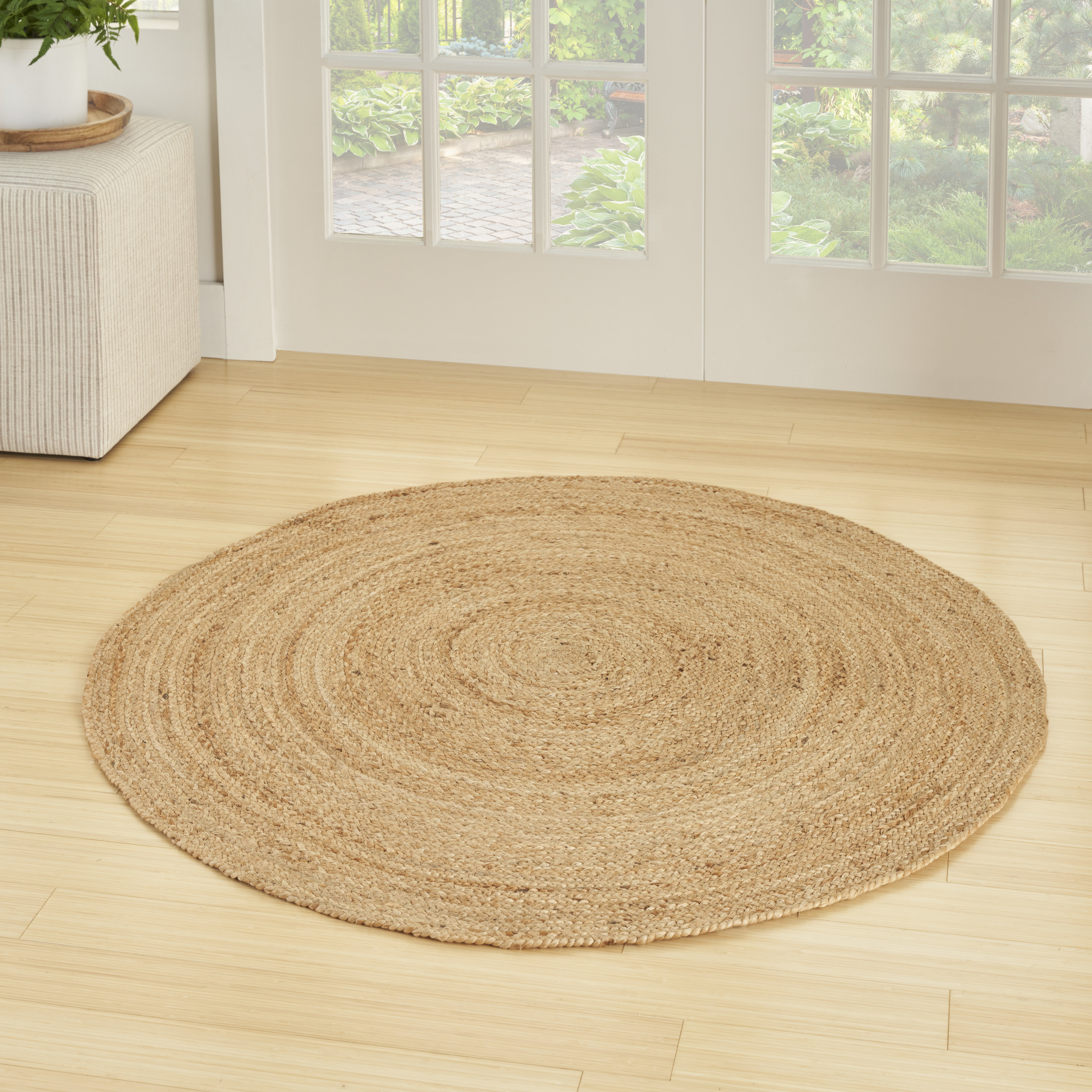 Nourison Natural Jute 5' x Round Natural Farmhouse Indoor Rug