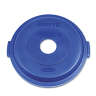 Rubbermaid Commercial, BRUTE, Bottles/Cans Recycling, Round, Resin, 32 gal, Resin, Blue, Receptacle Lid