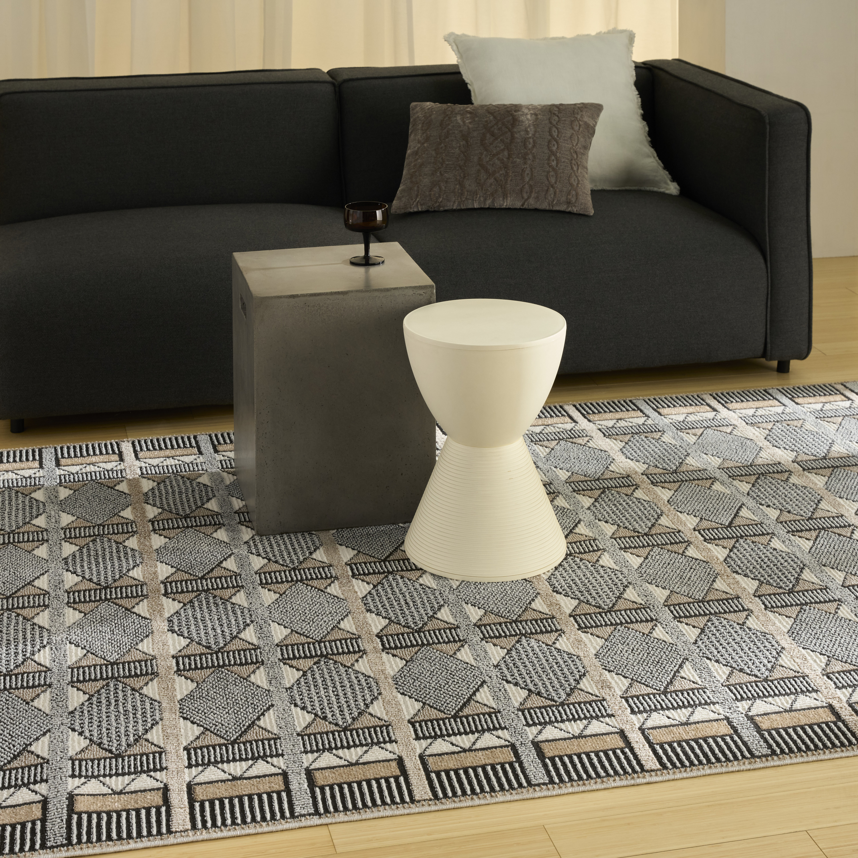 Nourison Nordic 5' x 7' Ivory Multicolor Modern Indoor Rug