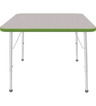 Creative Colors® Activity Table, Square, 36" x 36", Gray Nebula Top Color, Sour Apple Edge Color, Standard Leg Height, Platinum