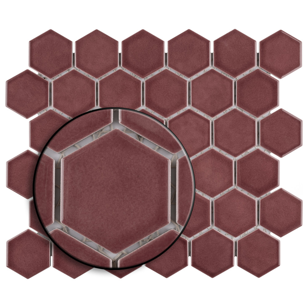 Tribeca Hex Glossy Rusty Red In X In Porcelain Mosaic Tile Merola Tile