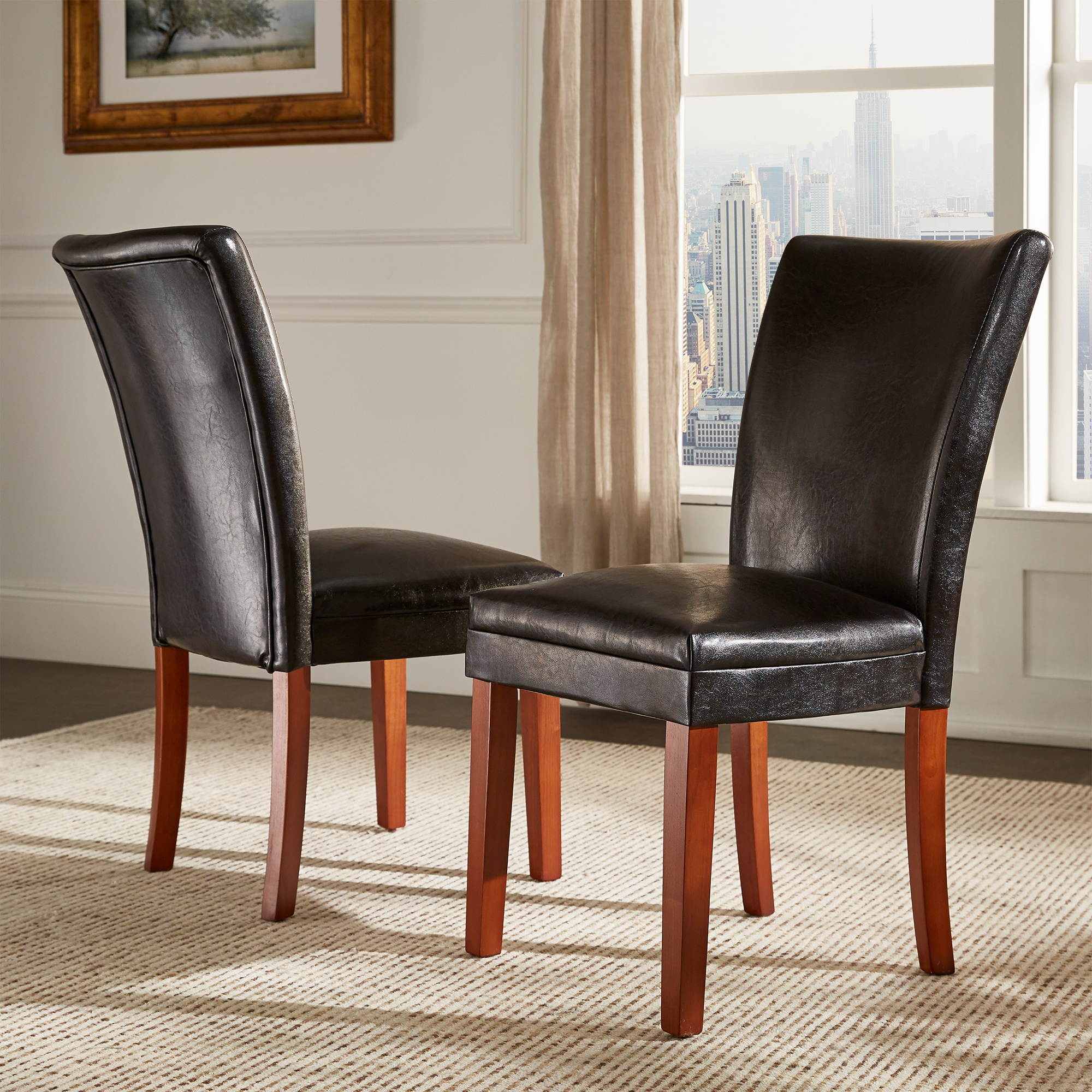 Faux Leather Parsons Dining Chairs (Set of 2)
