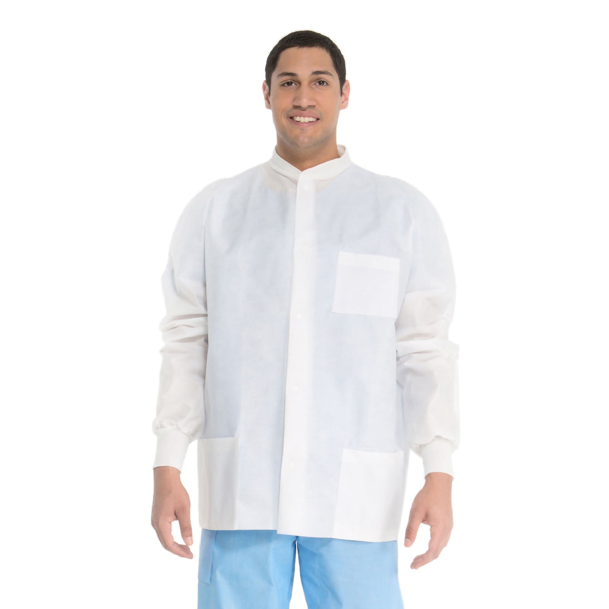 Halyard Universal Precautions Lab Jacket, Hip Length, Large, White