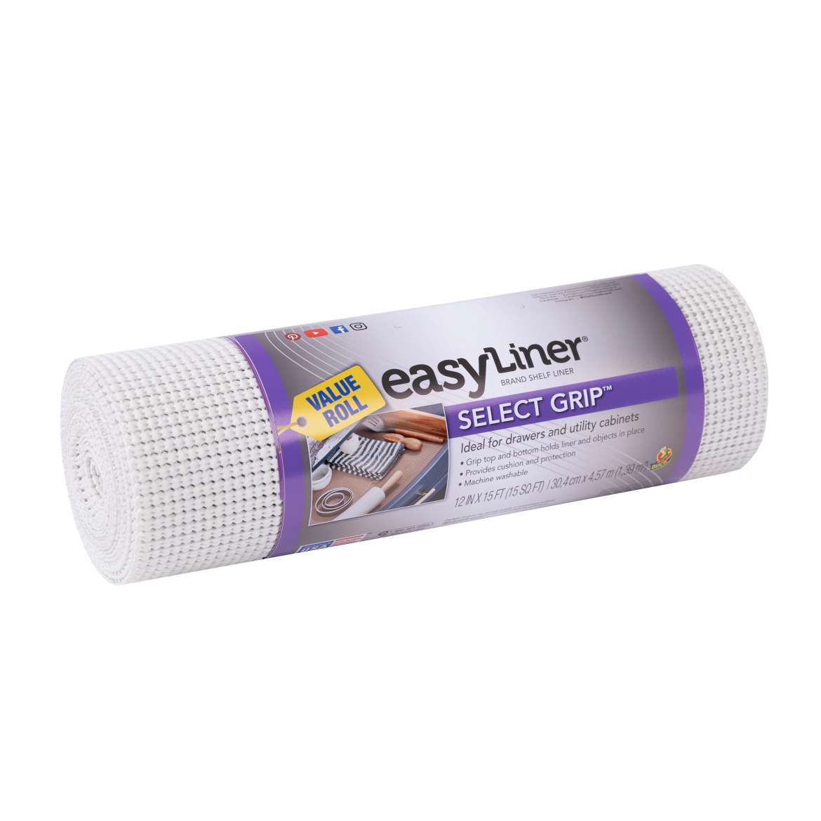 Select Grip EasyLiner Shelf Liner White, 15 ft Duck Brand