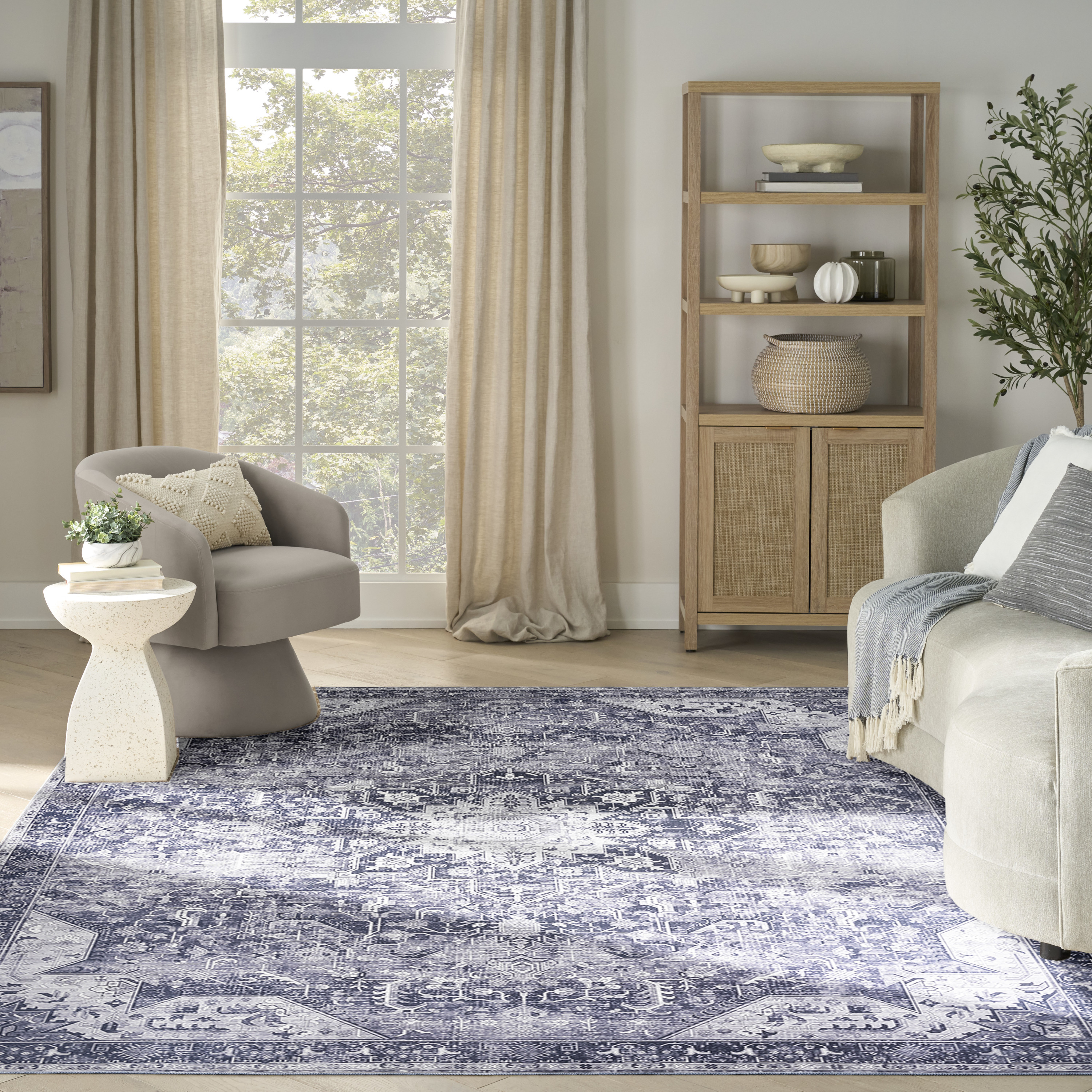 Nourison Nourison Washables 8' x 10' Charcoal Grey Vintage Indoor Rug