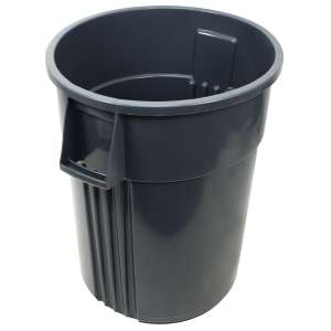 Impact, Gator Plus, 55 gal, Plastic, Gray, Round, Receptacle