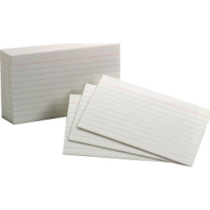 Ruled Index Cards, 3" x 5", White, Pack of 100