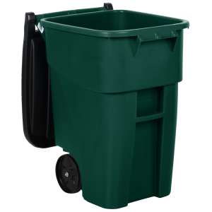 Rubbermaid Commercial, BRUTE, Rollout, 50 gal, Resin, Green, Rectangle, Receptacle