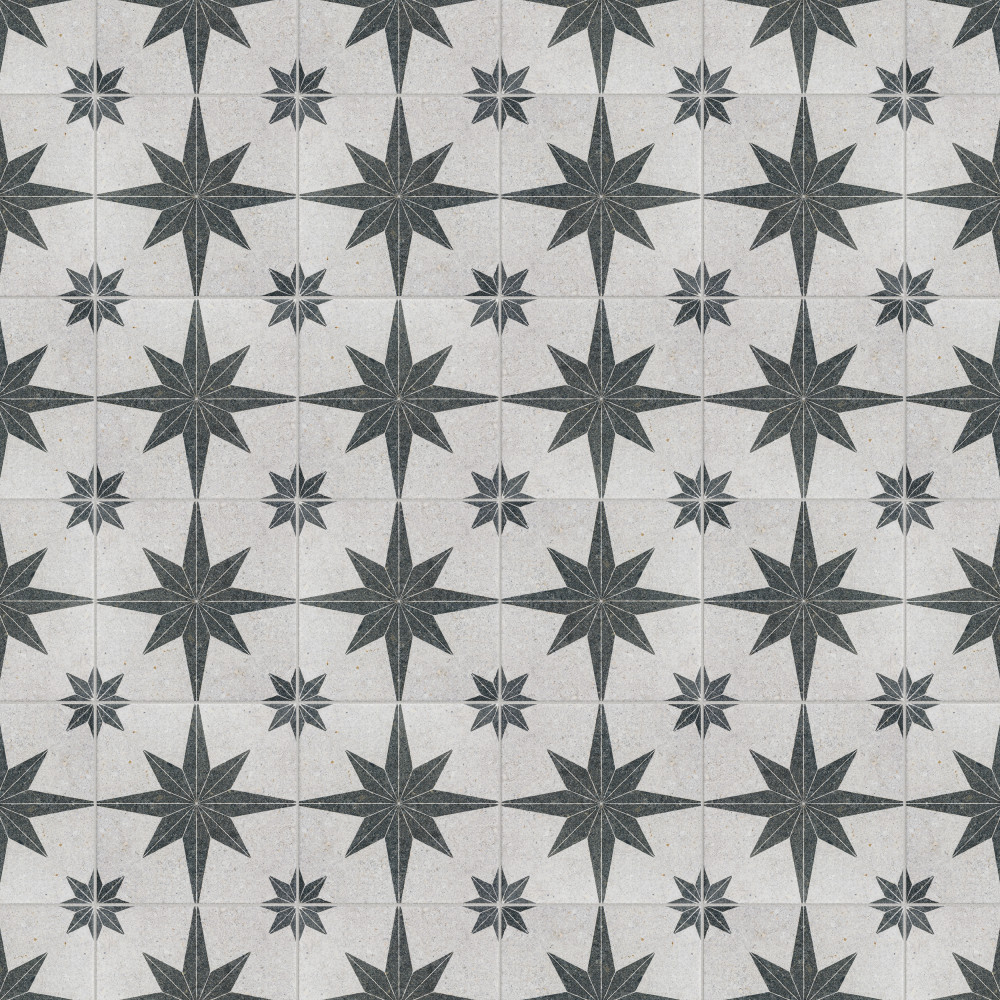 Compass Star White Stone 8 in. x 8 in. Porcelain Floor and Wall Tile