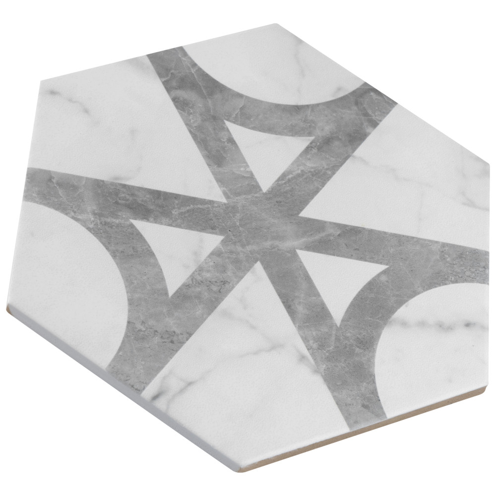 Classico Carrara Hexagon Flow 7x8 Hexagon Porcelain Floor and Wall Digital Pattern