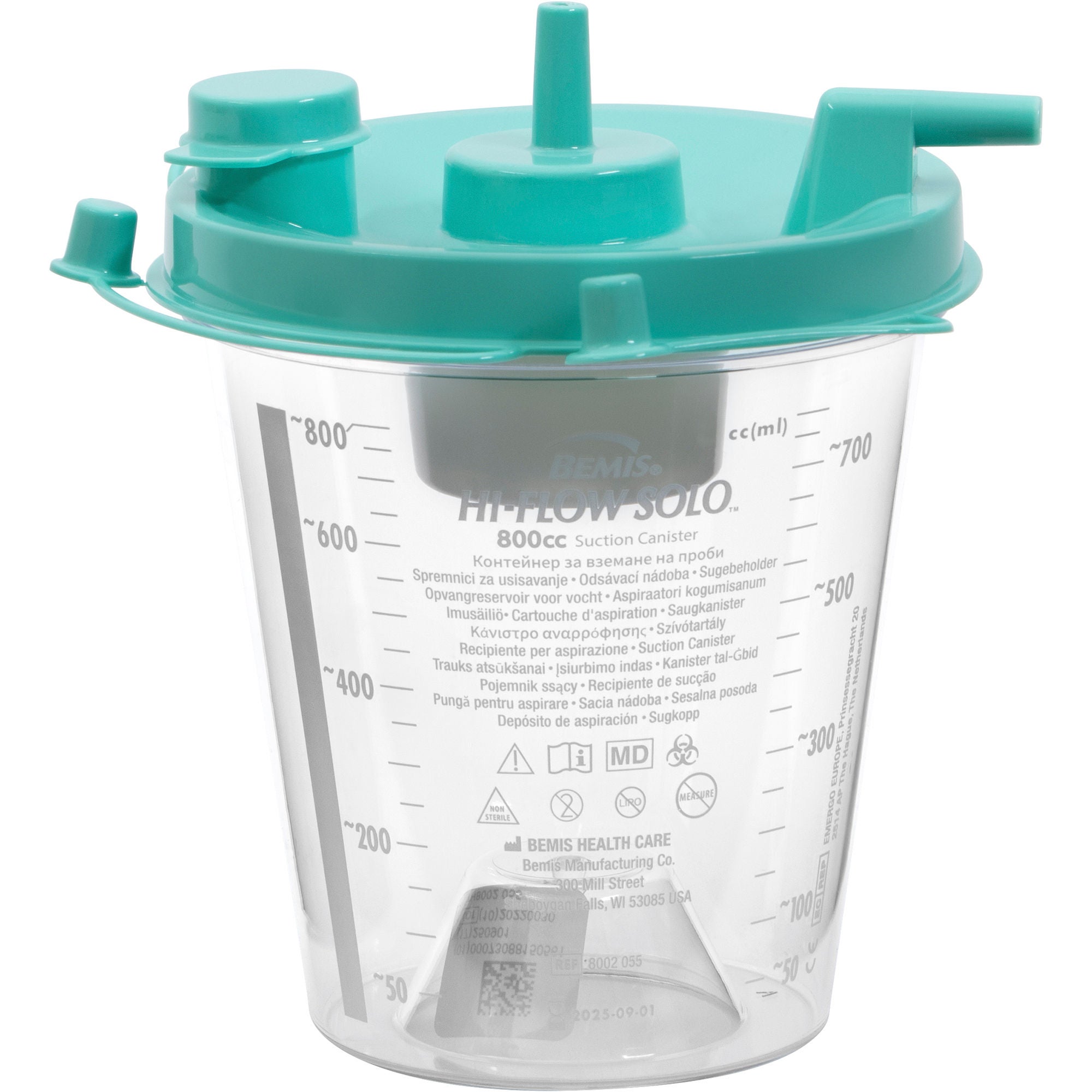 Hi-Flow™ Rigid Suction Canister for use with Bemis Quick-Drain™ Systems, 800 mL