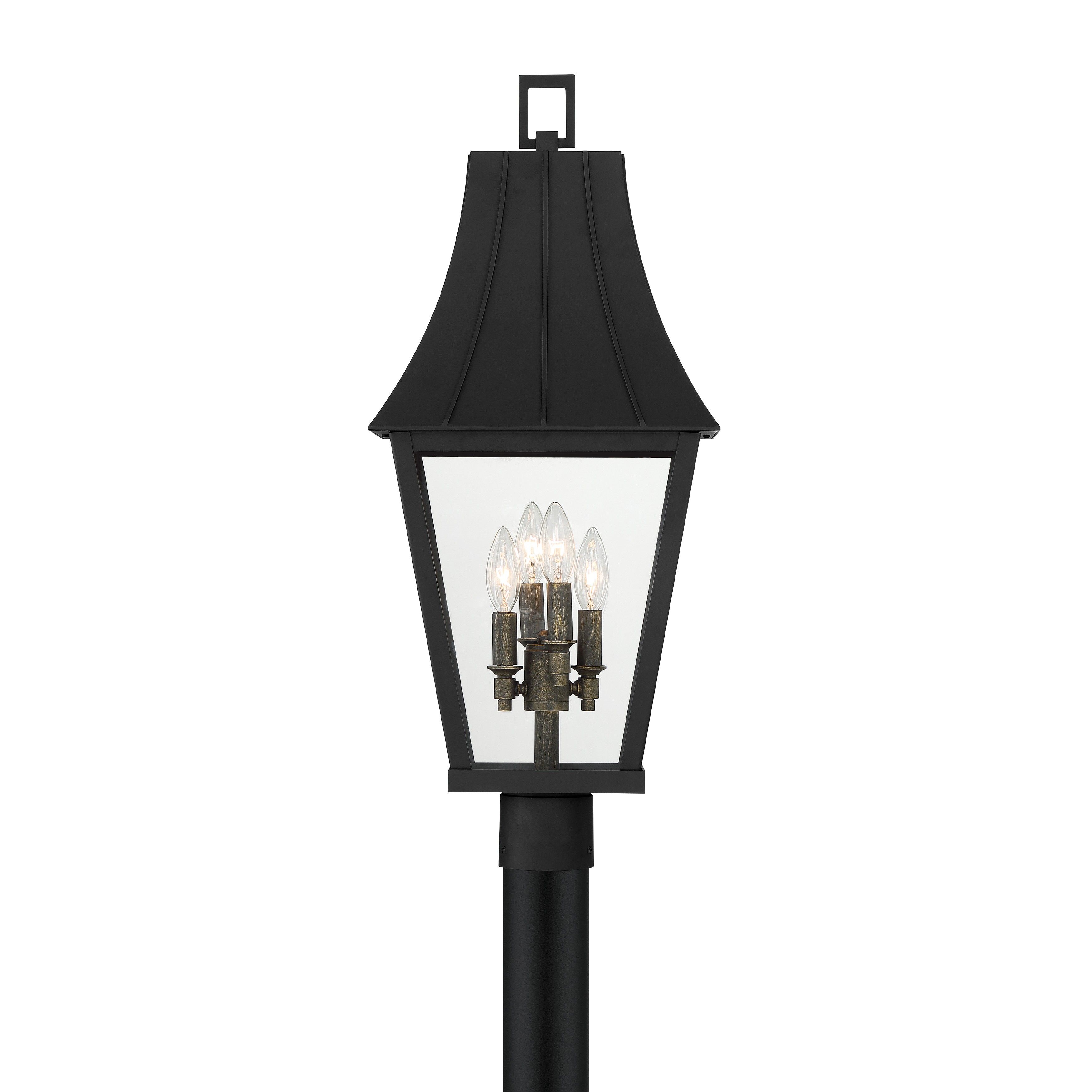 4 Light Outdoor Post Mount in Sand Coal with Gold Accents Finish and Clear Glass - alternate view
