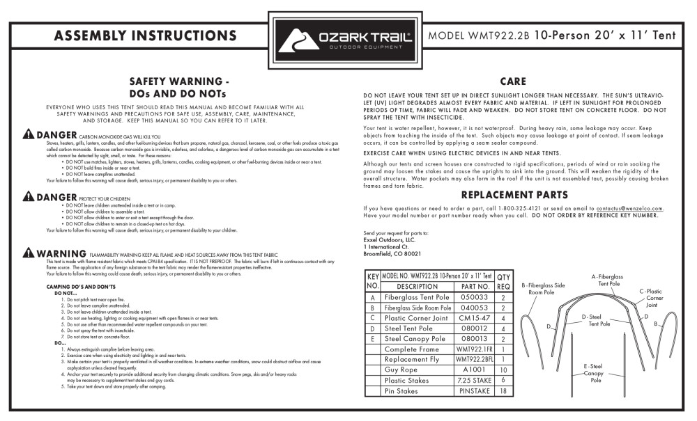 Ozark Trail Tent Instruction Manual Pdf