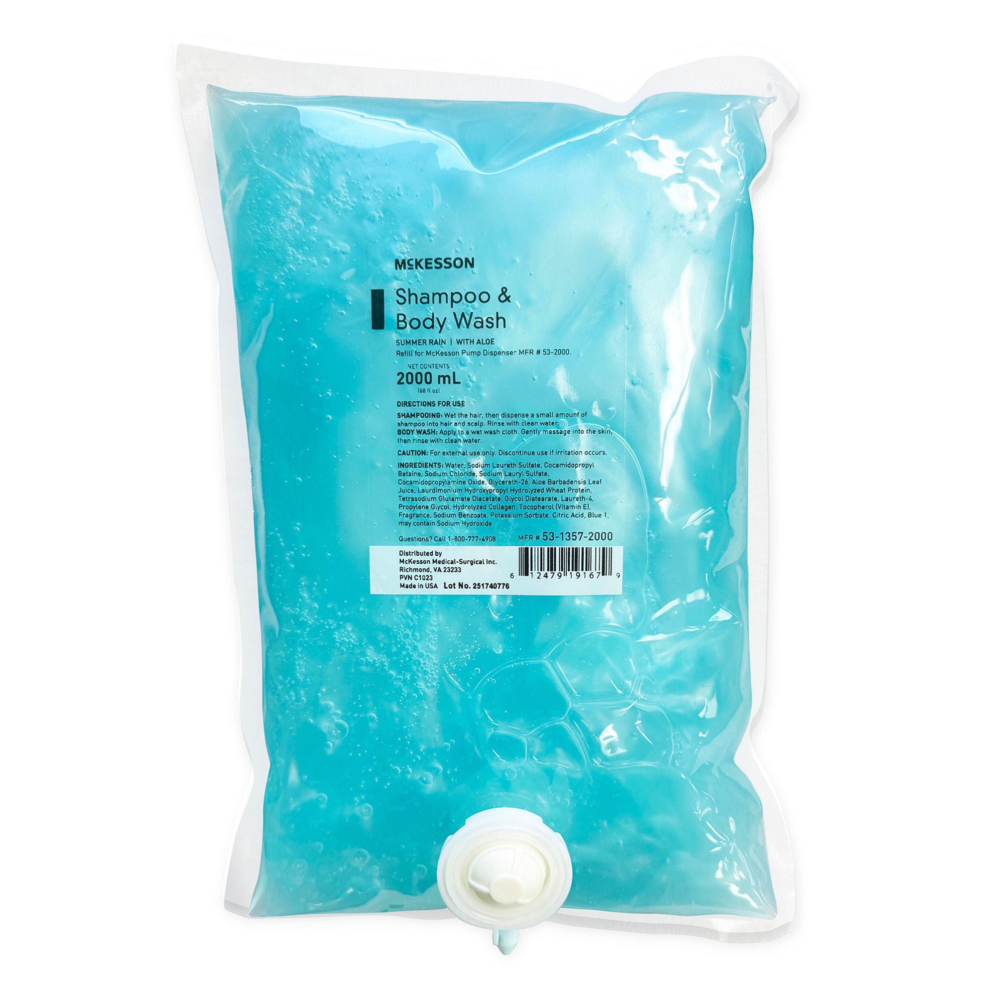 McKesson Shampoo and Body Wash Dispenser Refill Bag 2000 mL, Summer Rain