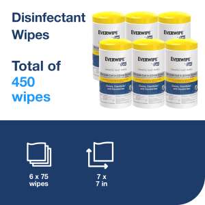 Tork, Everwipe Disinfectant Wipes,  75 Wipes/Container