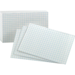Graph Index Cards, 3" x 5", White, Pack of 100