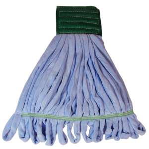 Hillyard, Rough Surface, Medium, Looped-End, 5" Headband, Microfiber, Blue, Wet Mop