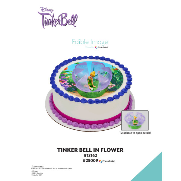 Disney's Tinker Bell in Flower The Magic of Cakes® PhotoCake® Enhanced Round Background Page