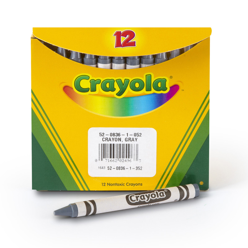 Bulk Crayons, Regular Size, Gray, 12 Count