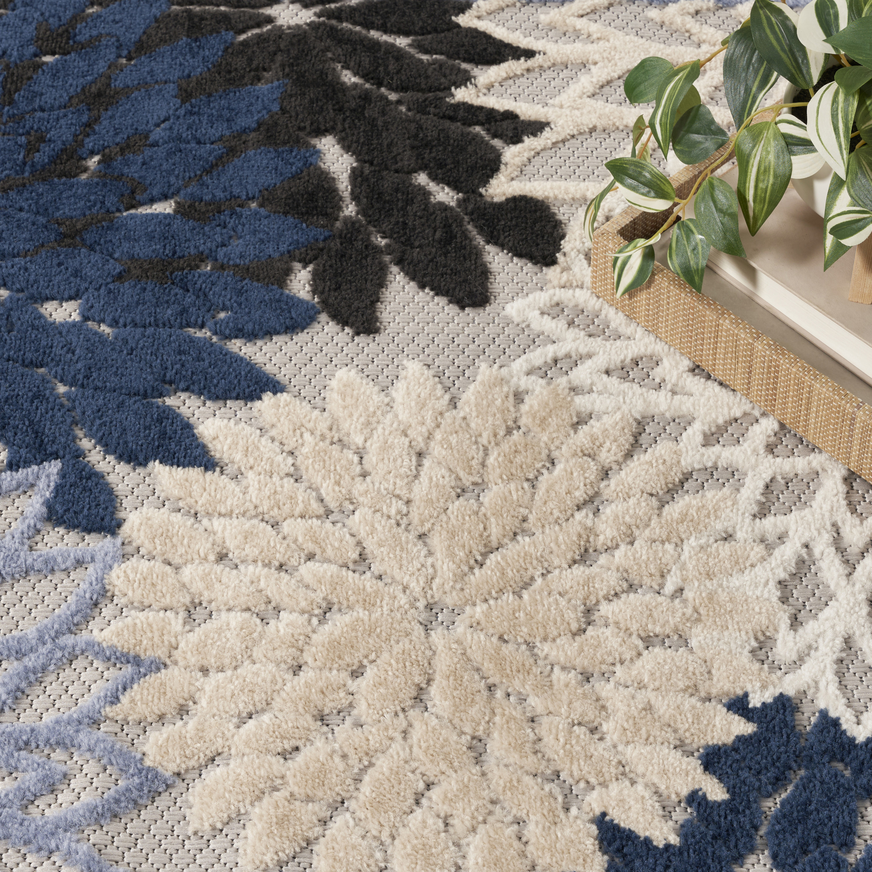 Nourison Aloha 6' x 9' Blue Multicolor Tropical Rug