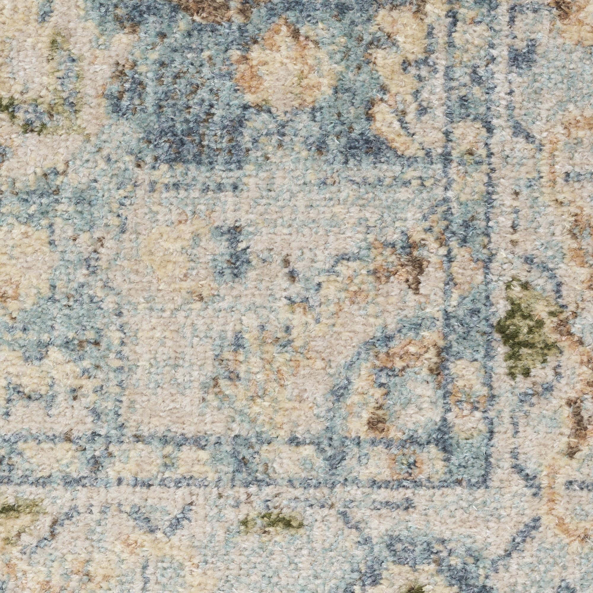 Nourison Astra Machine Washable 6'7" x 9' Beige Blue Vintage Indoor Rug