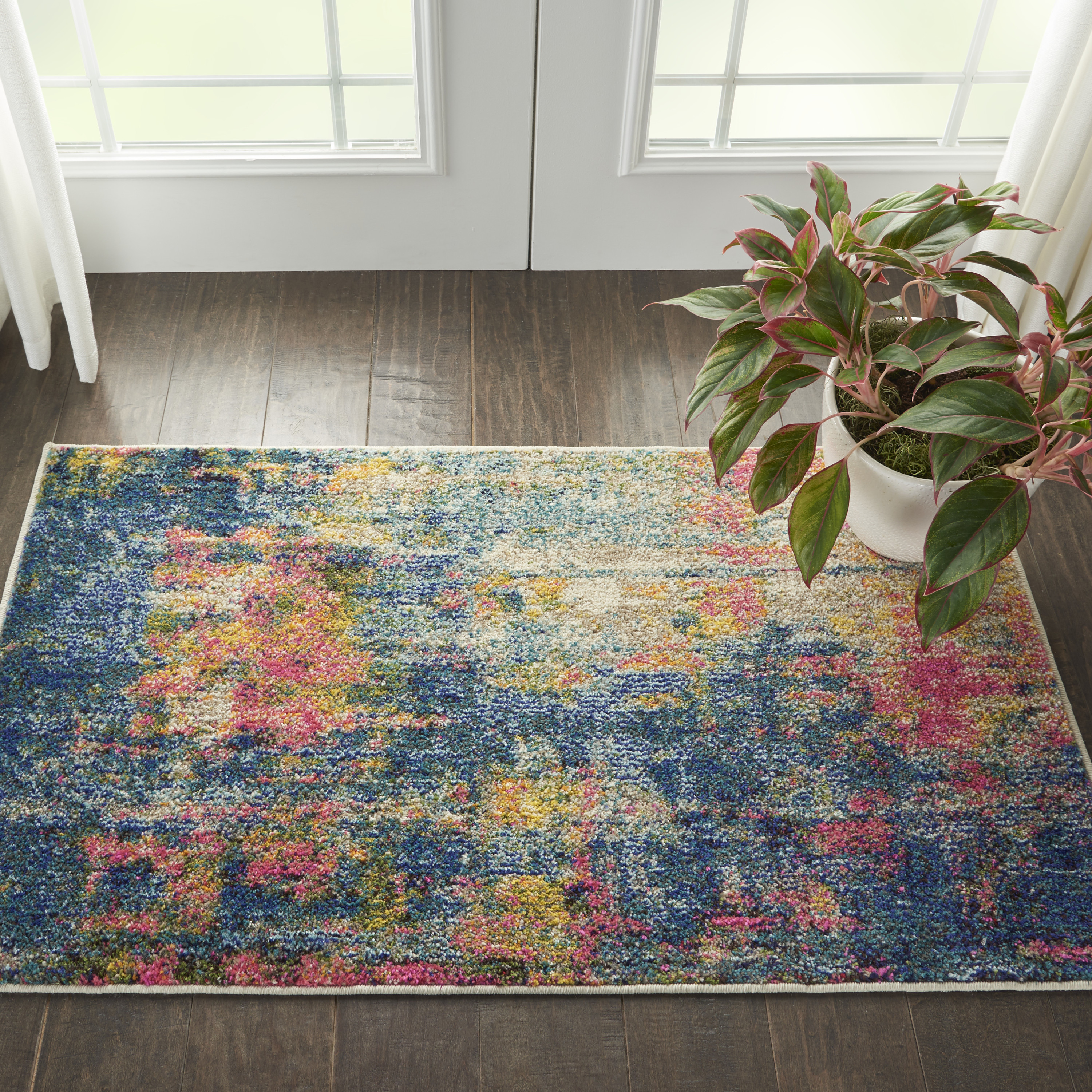 Nourison Celestial 2'2" x 3'9" Blue Yellow Modern & Contemporary Indoor Rug