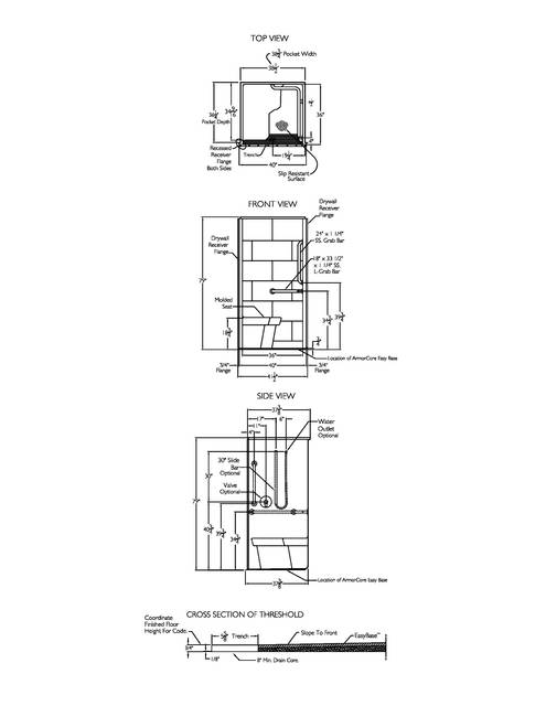 Technical Drawing — Cd Shower Tech Draw Sst 3838tr 75 1p Rf