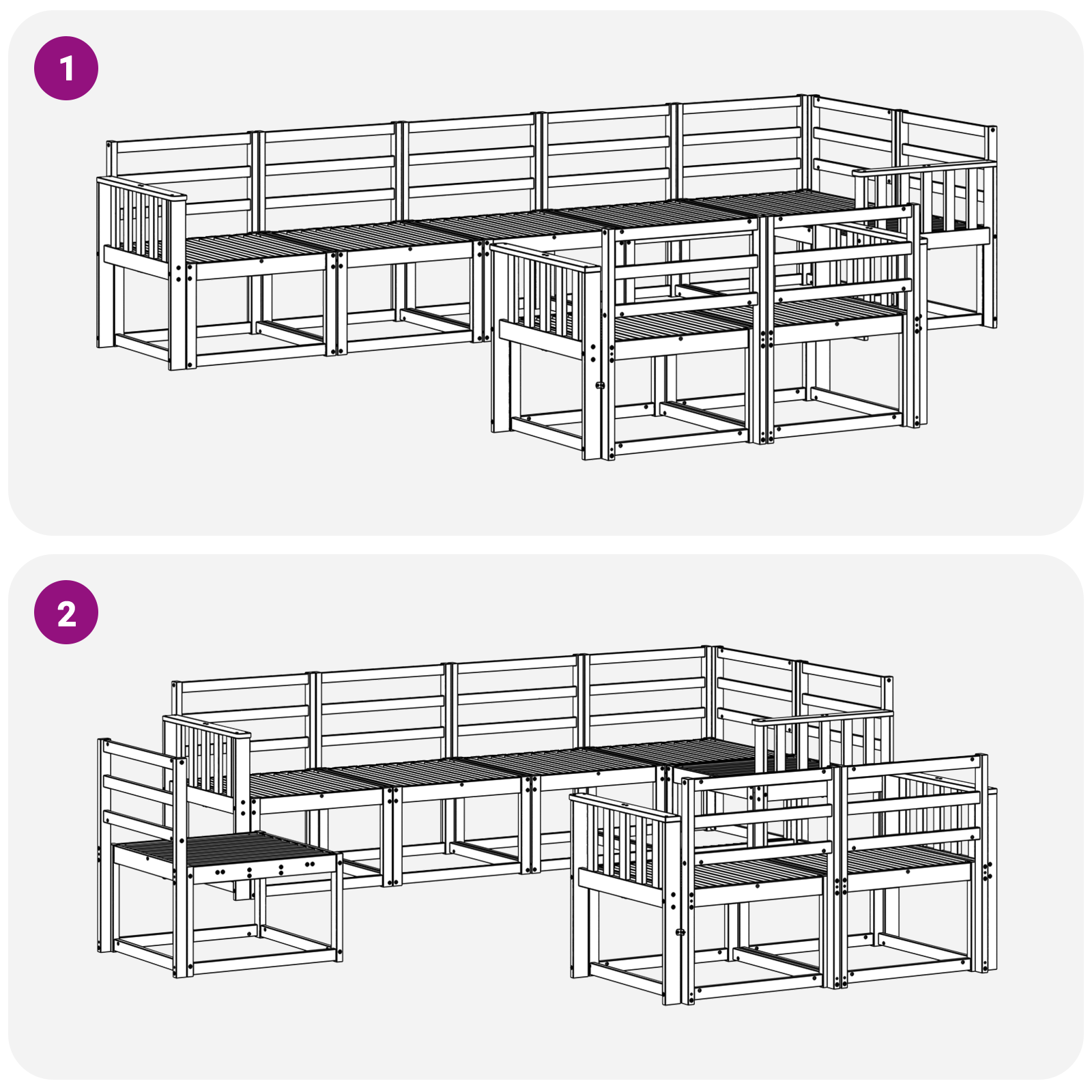 Buiten bankenset 8 pcs Wit Massief Acaciahout image 5