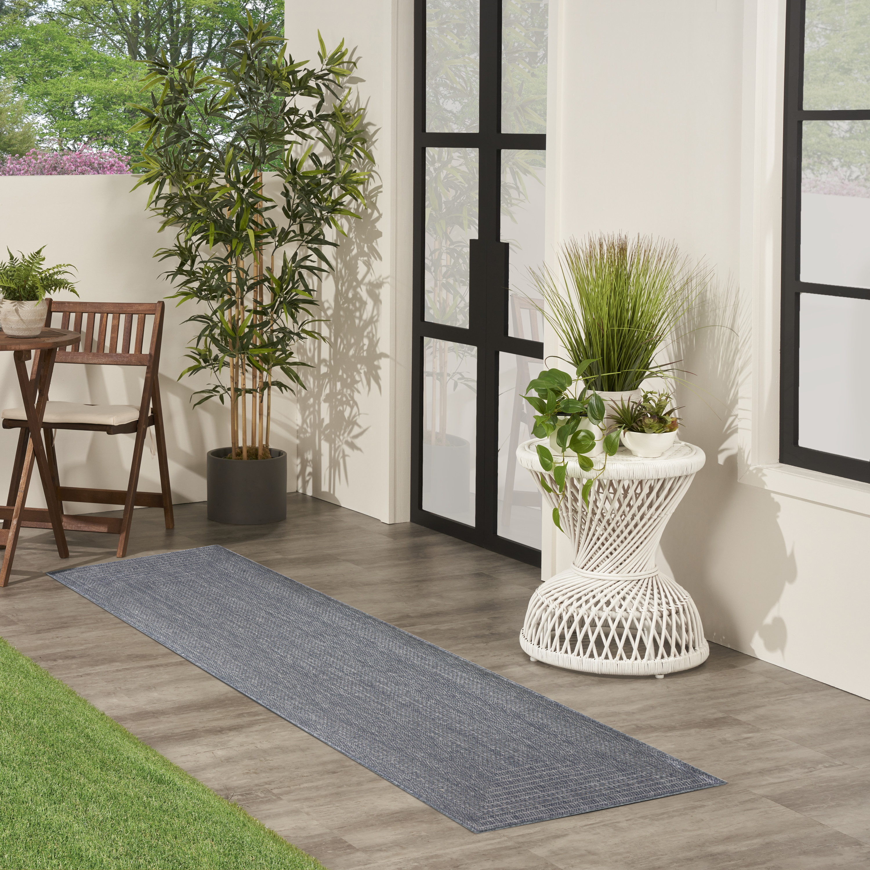 Nourison Tulum 2'2" x 10' Denim Outdoor Rug