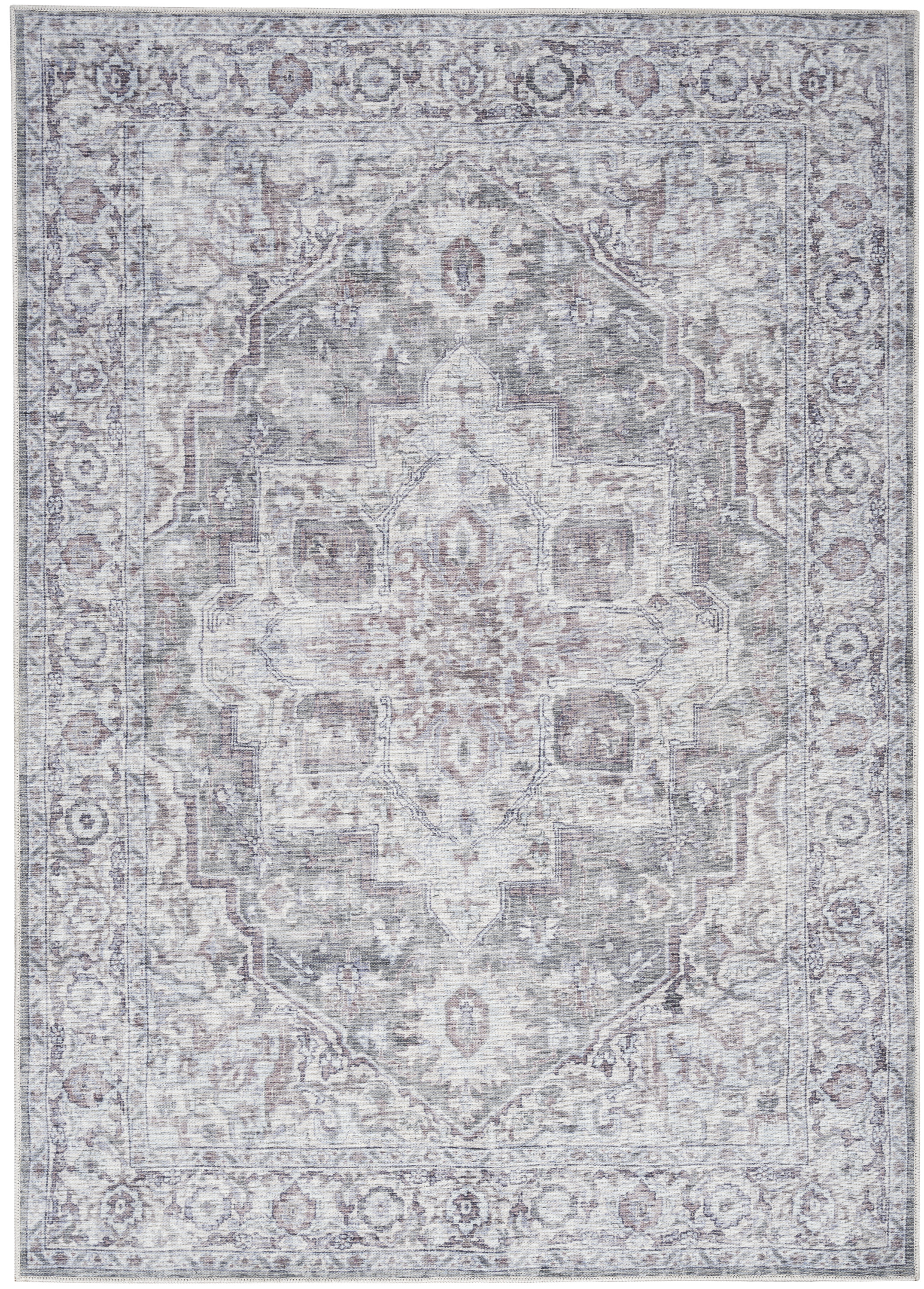 Nourison New Concept Washables 7'10" x 9'10" Ivory Grey Vintage Indoor Rug