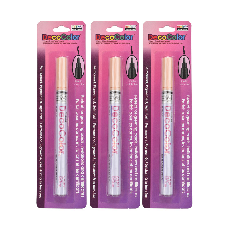 DecoColor® Paint Marker, Fine Tip, 200-S, Pastel Peach #77, Set of 3