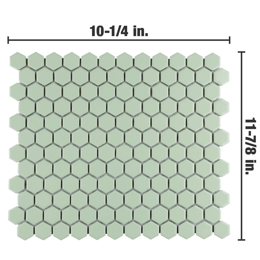 Metro 1″ Hex Glossy Mint 10-1/4 in. x 11-7/8 in. Porcelain Mosaic Tile